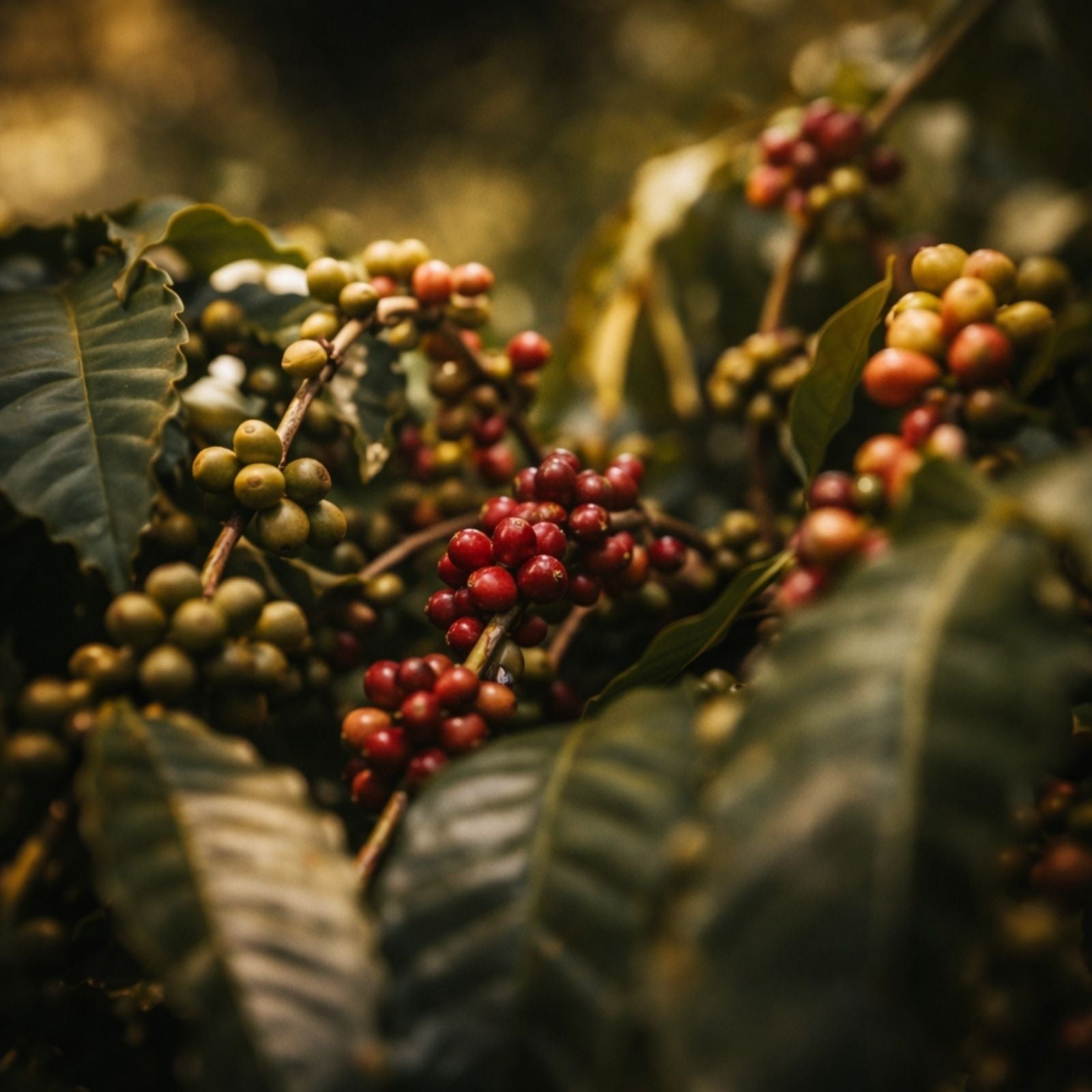 Kenya coffee plants during peak harvest season.