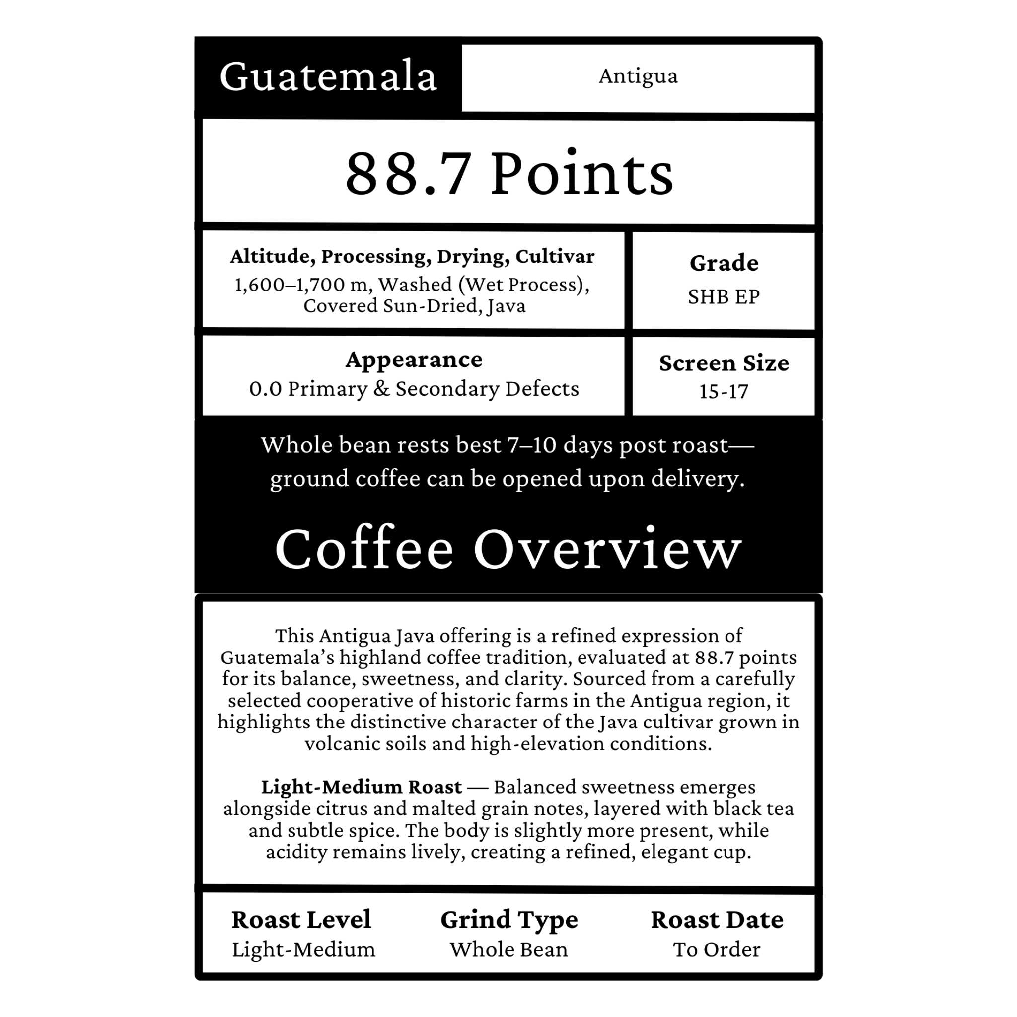 Guatemala Zelaya Family Farms - Washed Process, Java, SHB EP