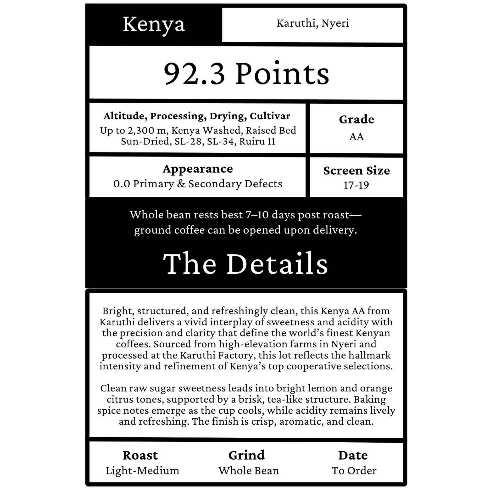 Kenya AA Nyeri Karuthi Factory